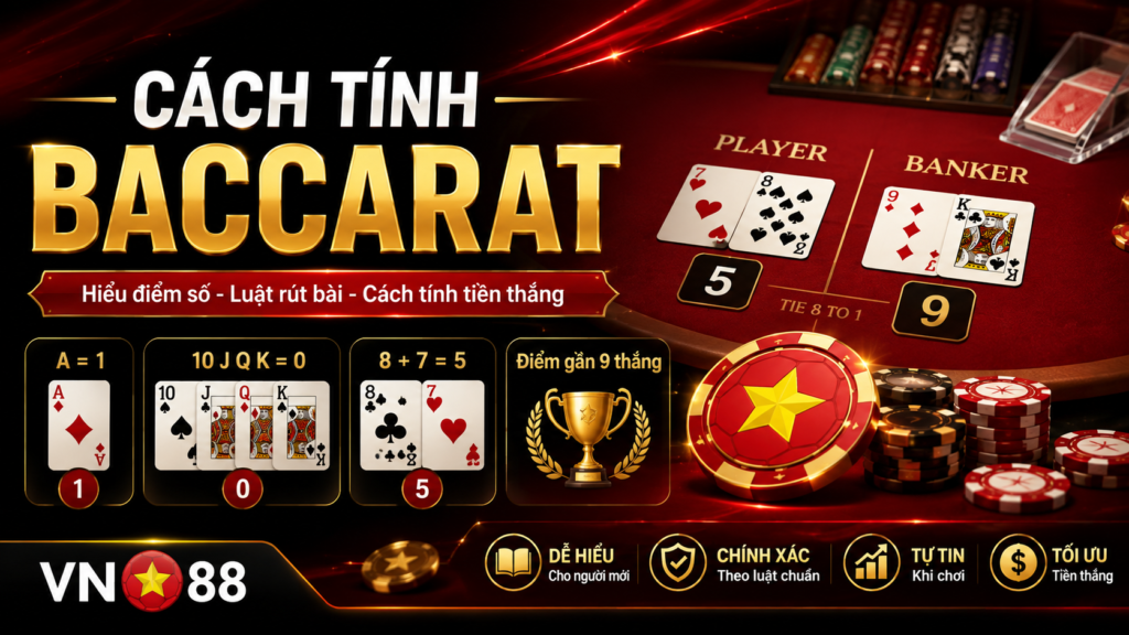 Bảng minh họa cách tính điểm Baccarat
