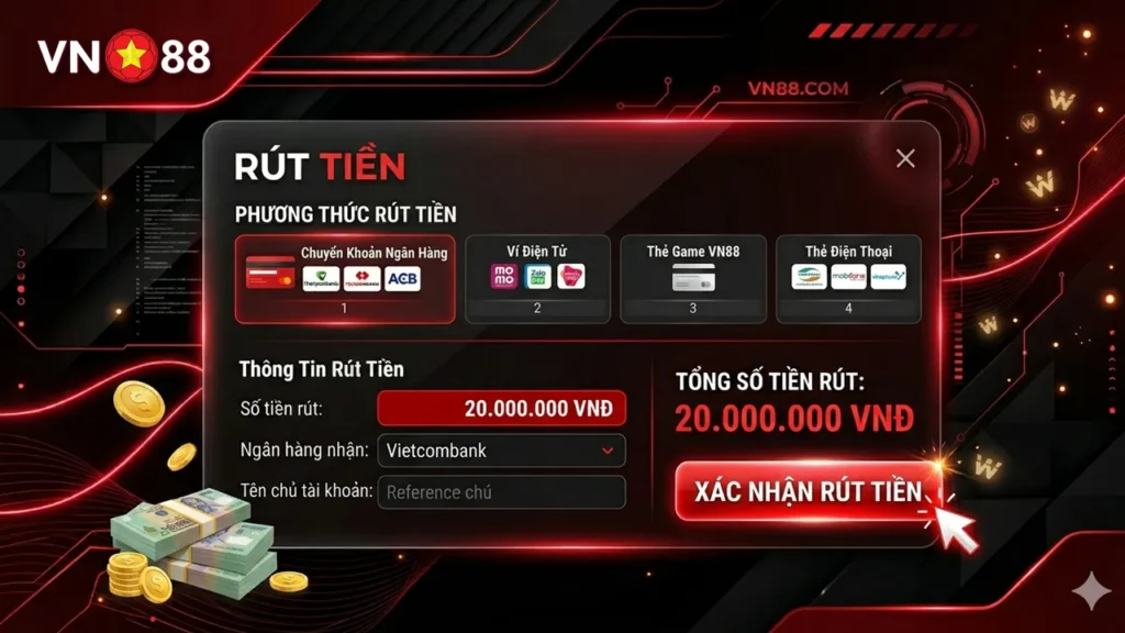 Chi tiết rút tiền VN88